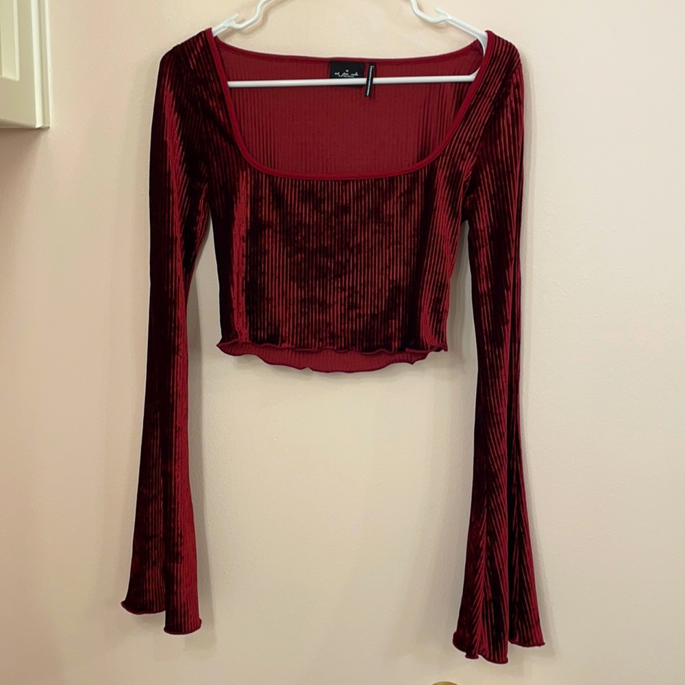 BRAND NEW ruby red ribbed velvet cropped top !!